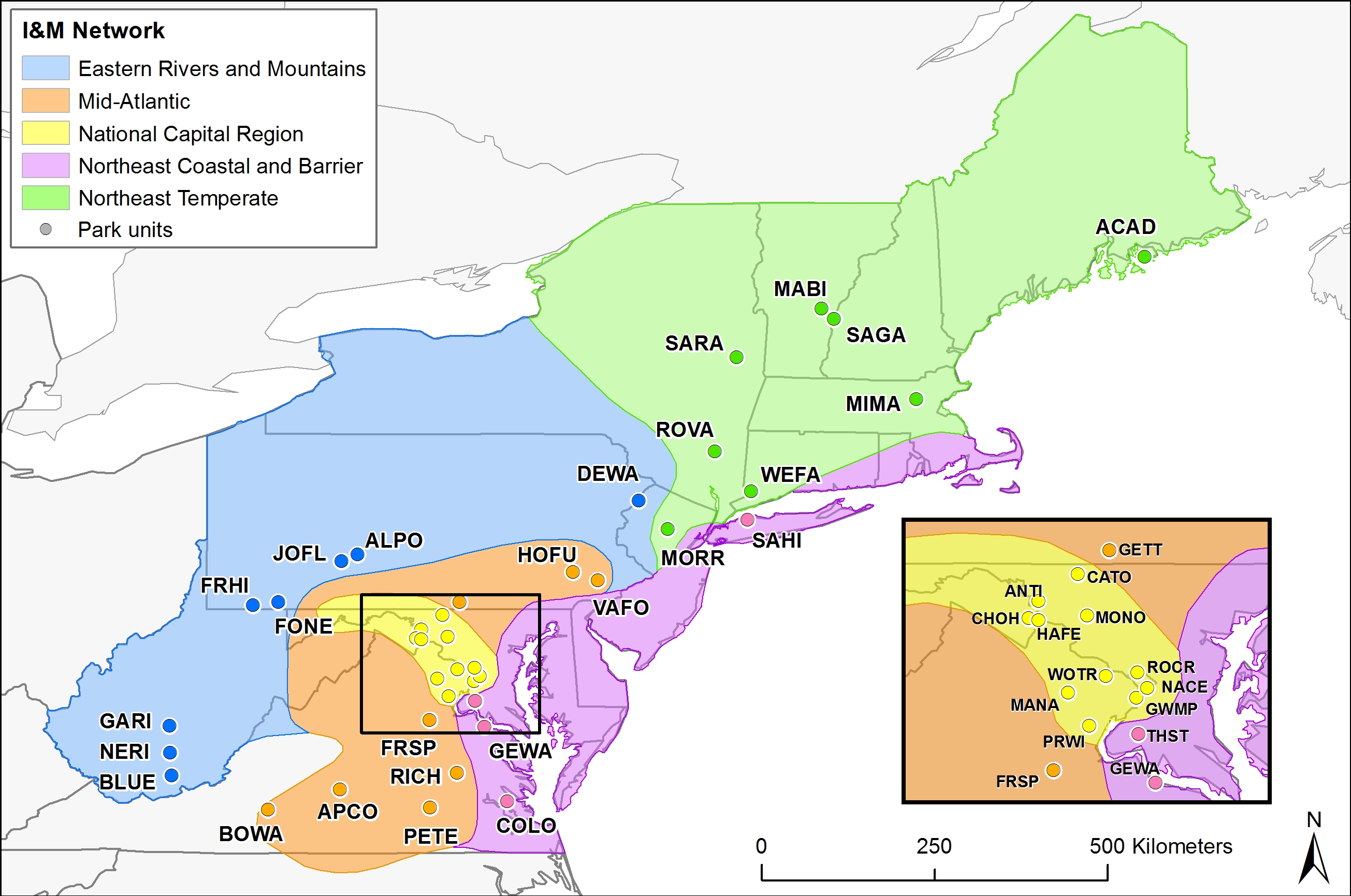 Map of Region-1 IMD parks.